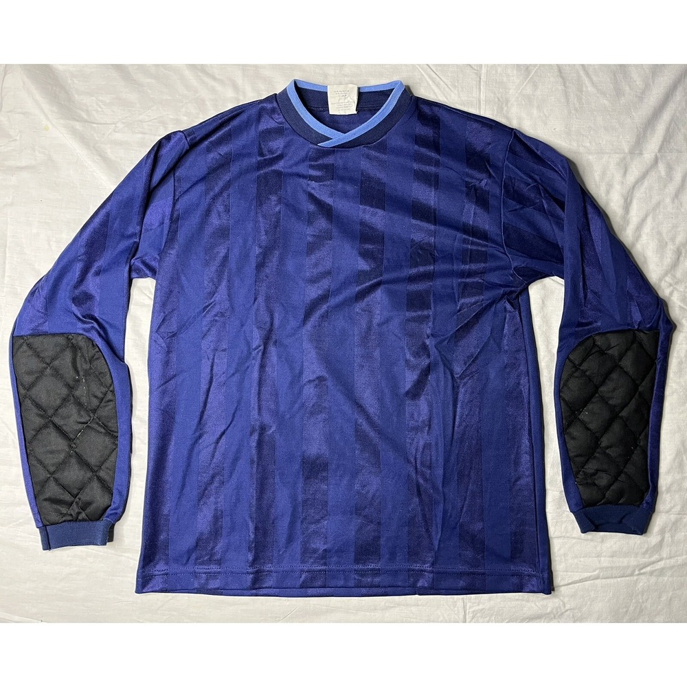 Score Soccer Jersey Adult Size Small Blue Stripes Long Sleeve Vintage 1990s